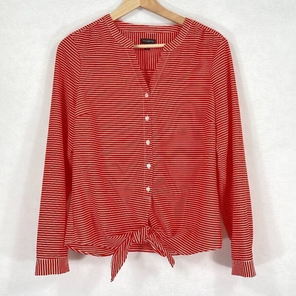 Talbots Button Down Shirt Lightweight Sailor Nautical Grandma Core Academia S